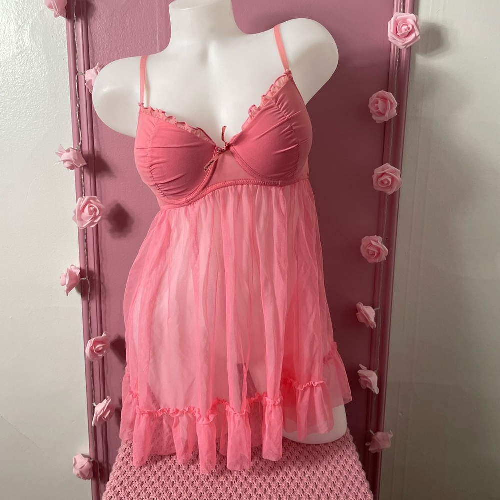 Medium - bra top night dress lingerie pajama nuisette jaquette sleepwear - pink